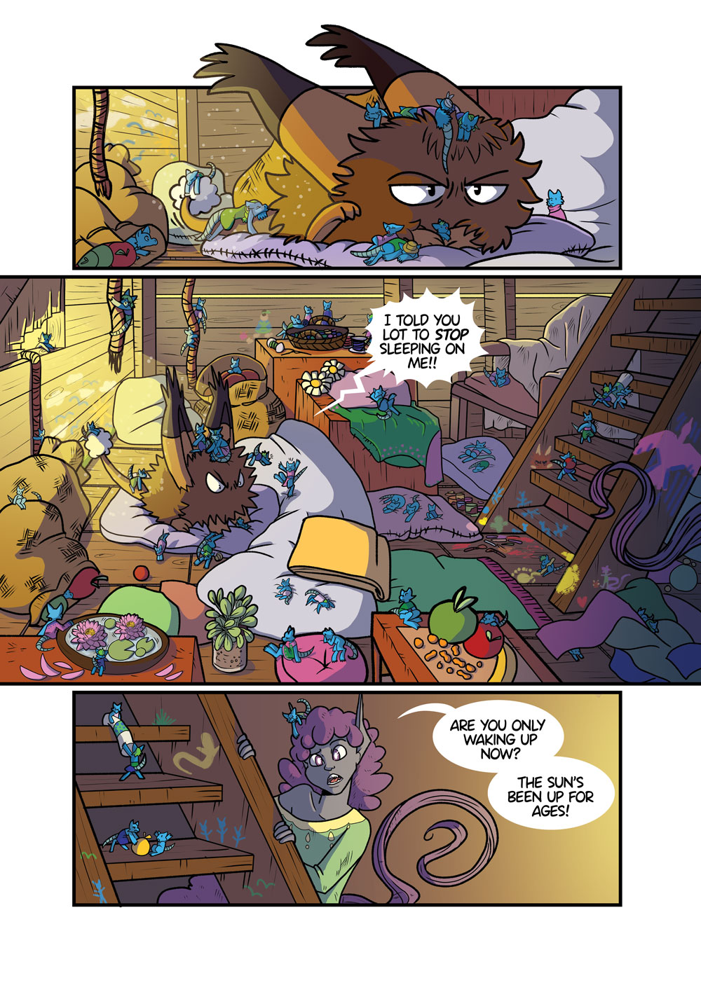 I drew 62 Gremlins on this page, can you count them all? Hint, one is hidden behind the speech bubble. Which is bad lettering to